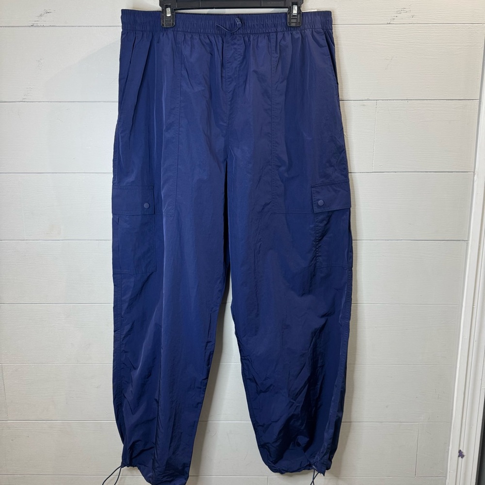 Victoria's Secret Pink NWT Satin Parachute Cargo Pants Navy Size XL